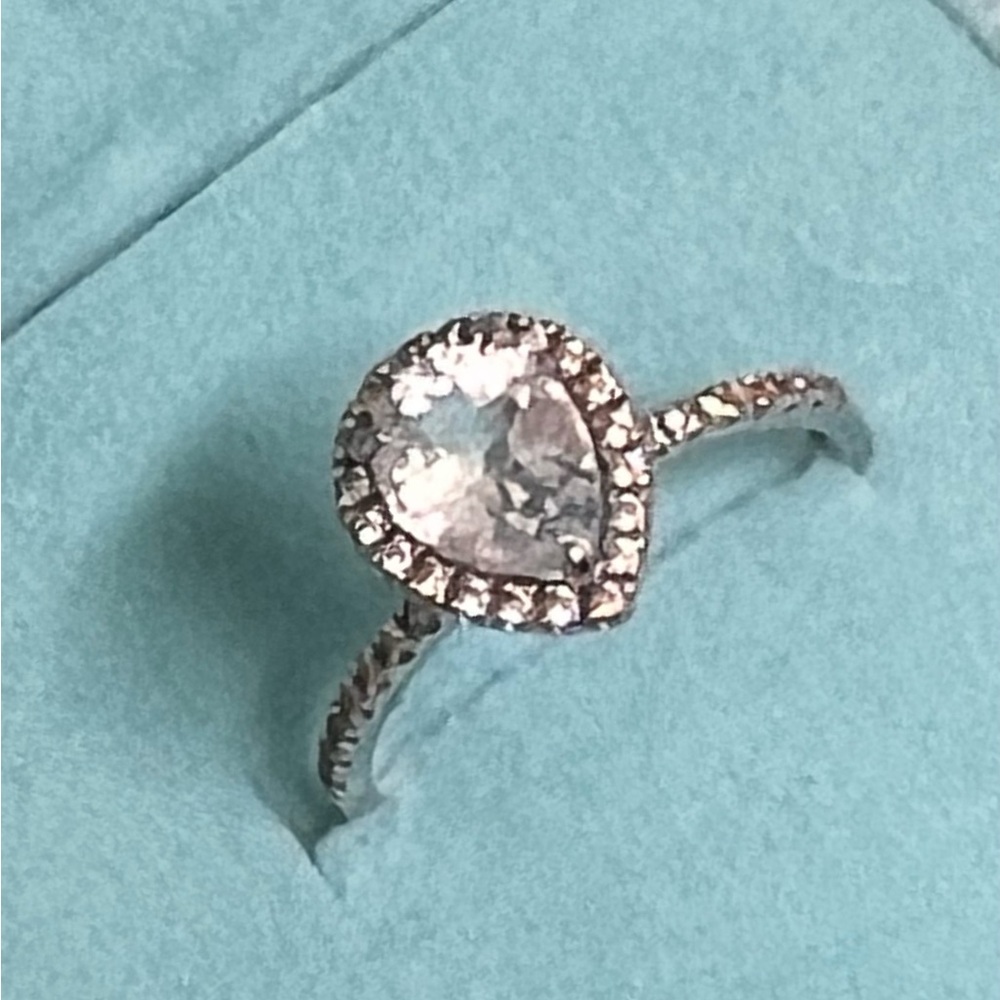 10K W/Gold Quartz Teardrop Halo Ring